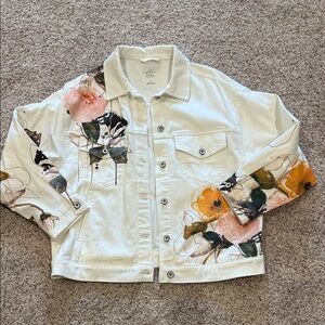 Pilcro White Floral Jean Jacket